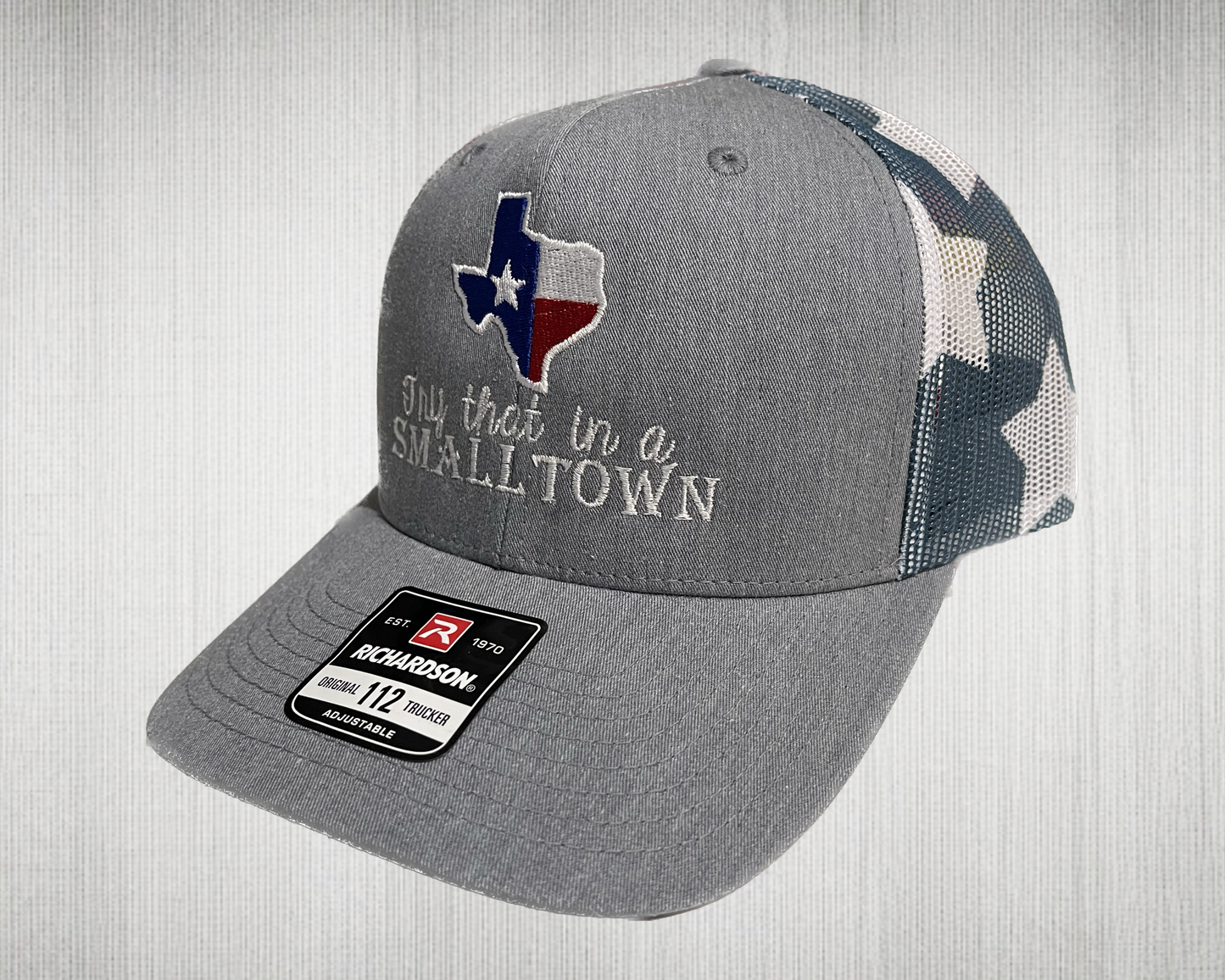 Try That In A Small Town with Texas Shaped Flag,  hat, cap,Richardson 112 stars and stripe mesh back